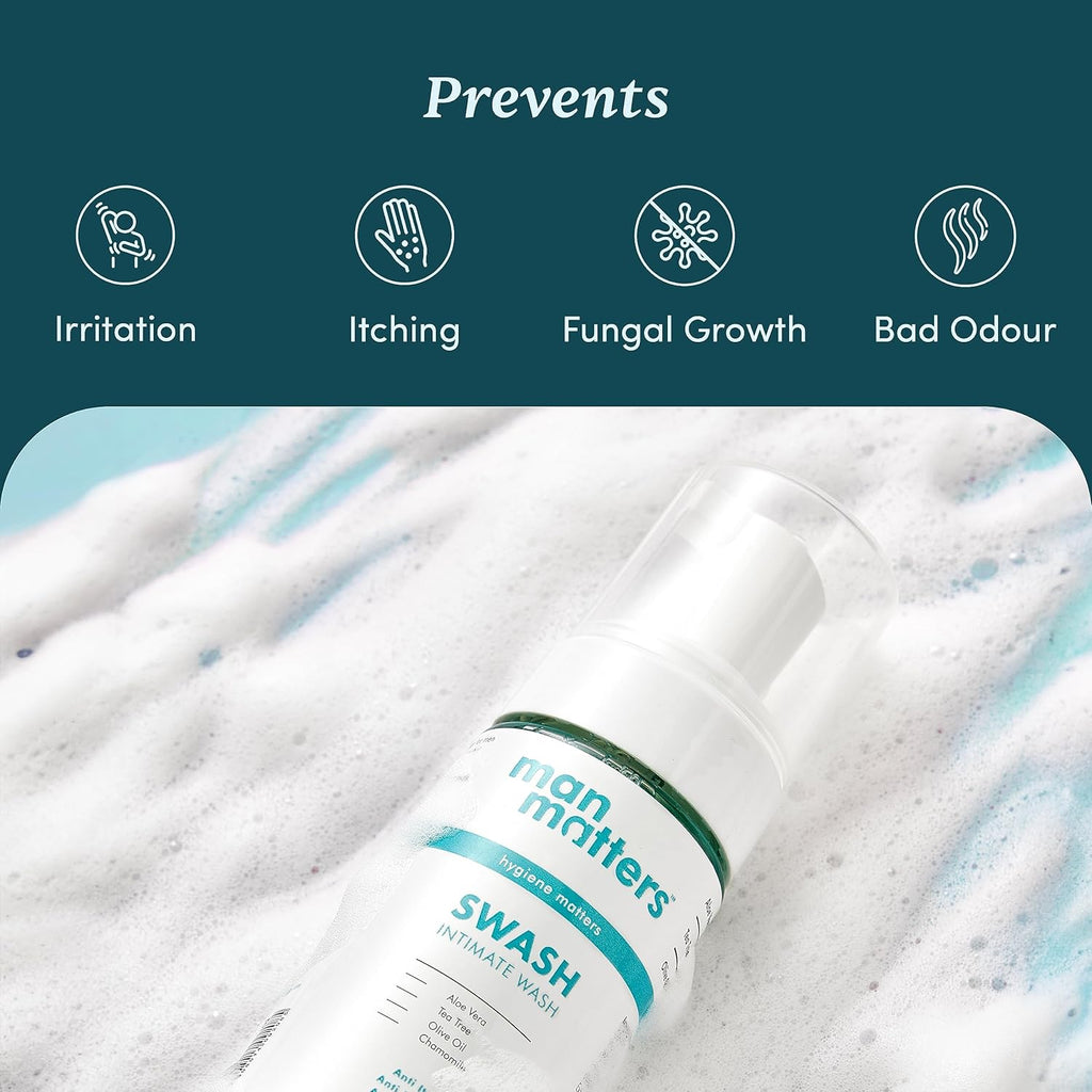 Man Matters Intimate Wash with Aloe Vera, Tea Tree for Men Anti Bacterial, Anti Itch, Anti Odour | Better Private Parts Hygiene| pH Balanced Intimate |120 ml
