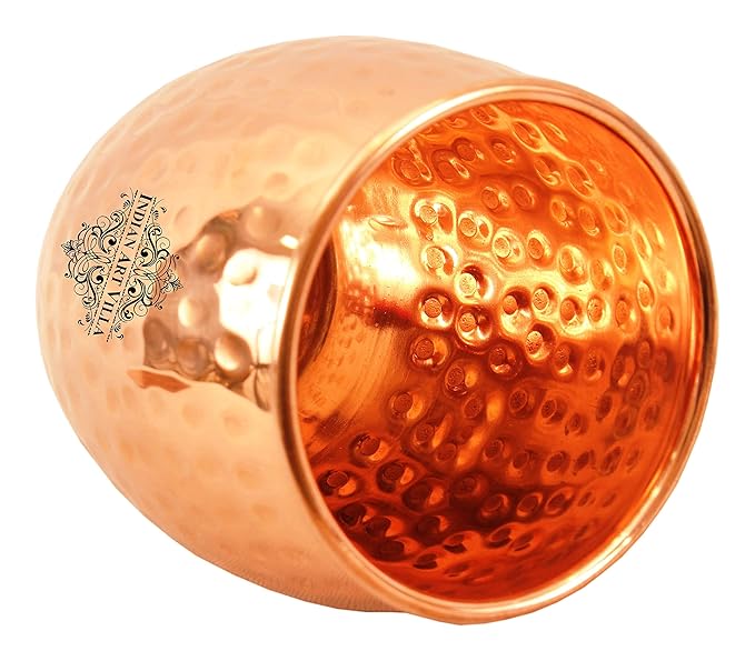 IndianArtVilla Hammered Copper Glass Tumbler Each 164 Grams