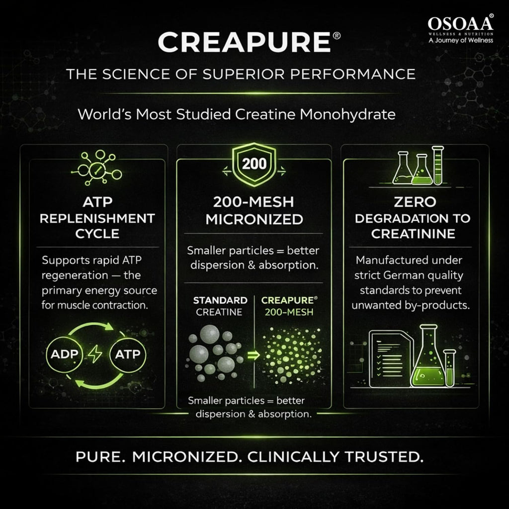 OSOAA 100% Creapure from Germany, Micronized Creatine Monohydrate Powder - 250g | 3g Creatine/Serving | Pre/Post Workout Supplement for Muscle Repair & Recovery | Supports Athletic Performance & Power