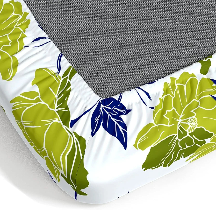 Dreamscape Cotton King Fitted Bedsheet with 2 Pillow Covers, 140 tc Cotton Floral Blue Bedsheet for King Fitted Bed Chilly Spell