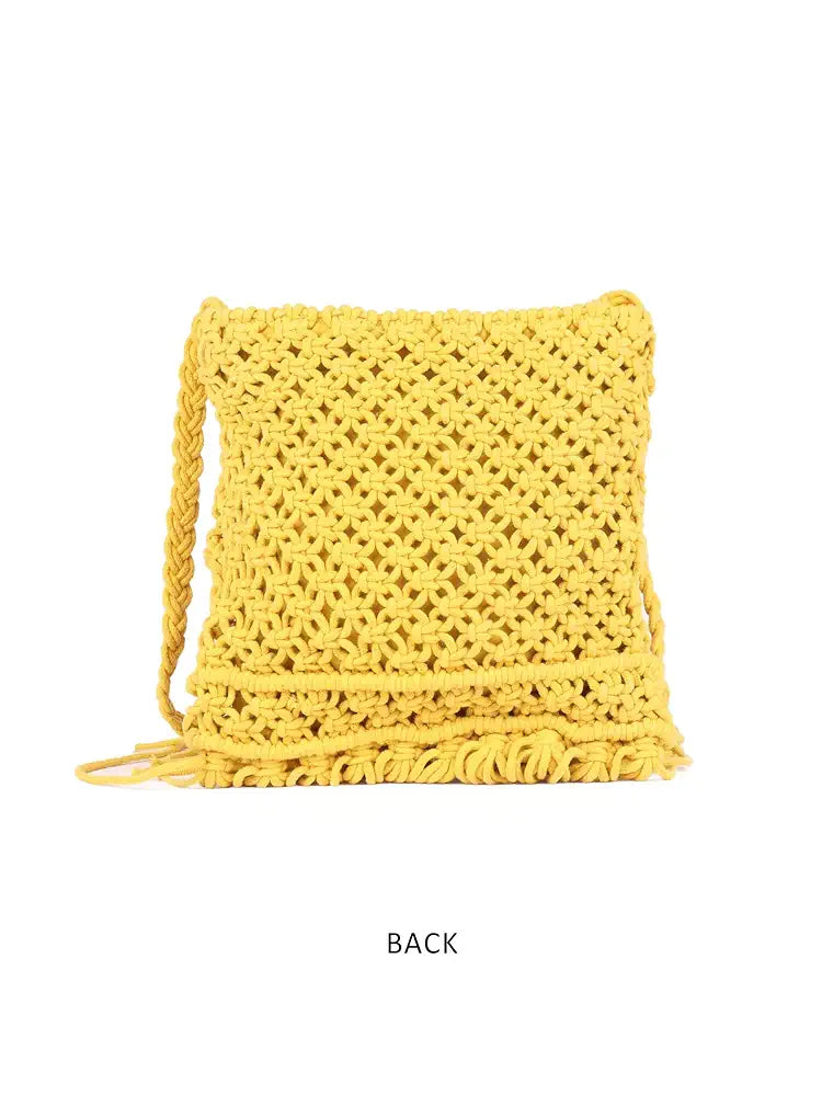 Astrid Handmade Macrame Flap Over Sling Bag For Girls And Women Colour Yellow