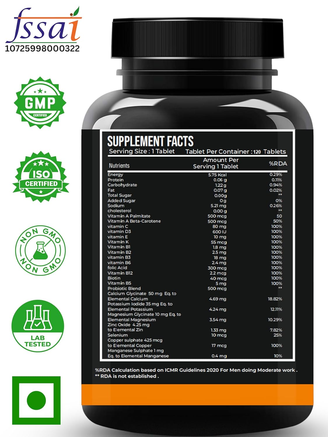 Nutrasium Multivitamin For man | for Immunity Boost, Energy, Finess, Stamina & performance |120 tablets