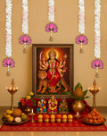 Handmade Artificial Mogra Garland with Lotus Hanging for Decoration White Flower Strings 2.5 Feet Lenght