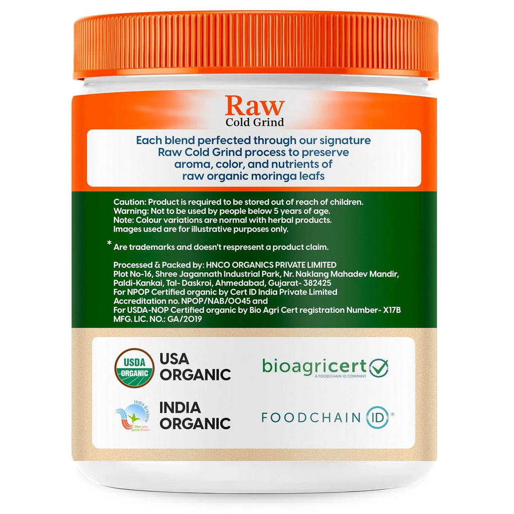 The Nature's Society Â® Organic Moringa Powder | Raw Cold Grind | USA Organic & India Organic Certified | Moringa Leaves Powder | Drumstick Powder for Immunity, Digestion & Energy | 100g