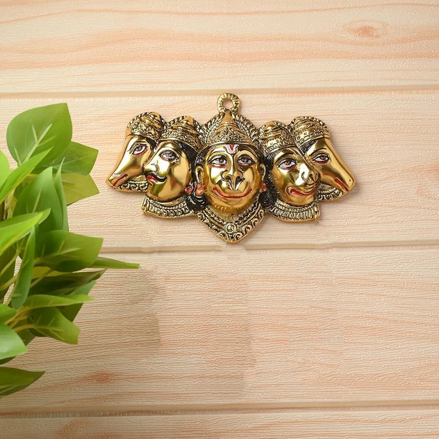 Chhariya Crafts Metal Panchmukhi Hanuman Ji Murti Bajrangbali Idol Wall Door Entrance Statue Protection From Evil Eye