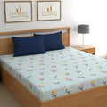 Dreamlet Premium Cotton Flat Double Bedsheets With 2 King Size Pillow Covers Double Bed Breathable | Sky Blue
