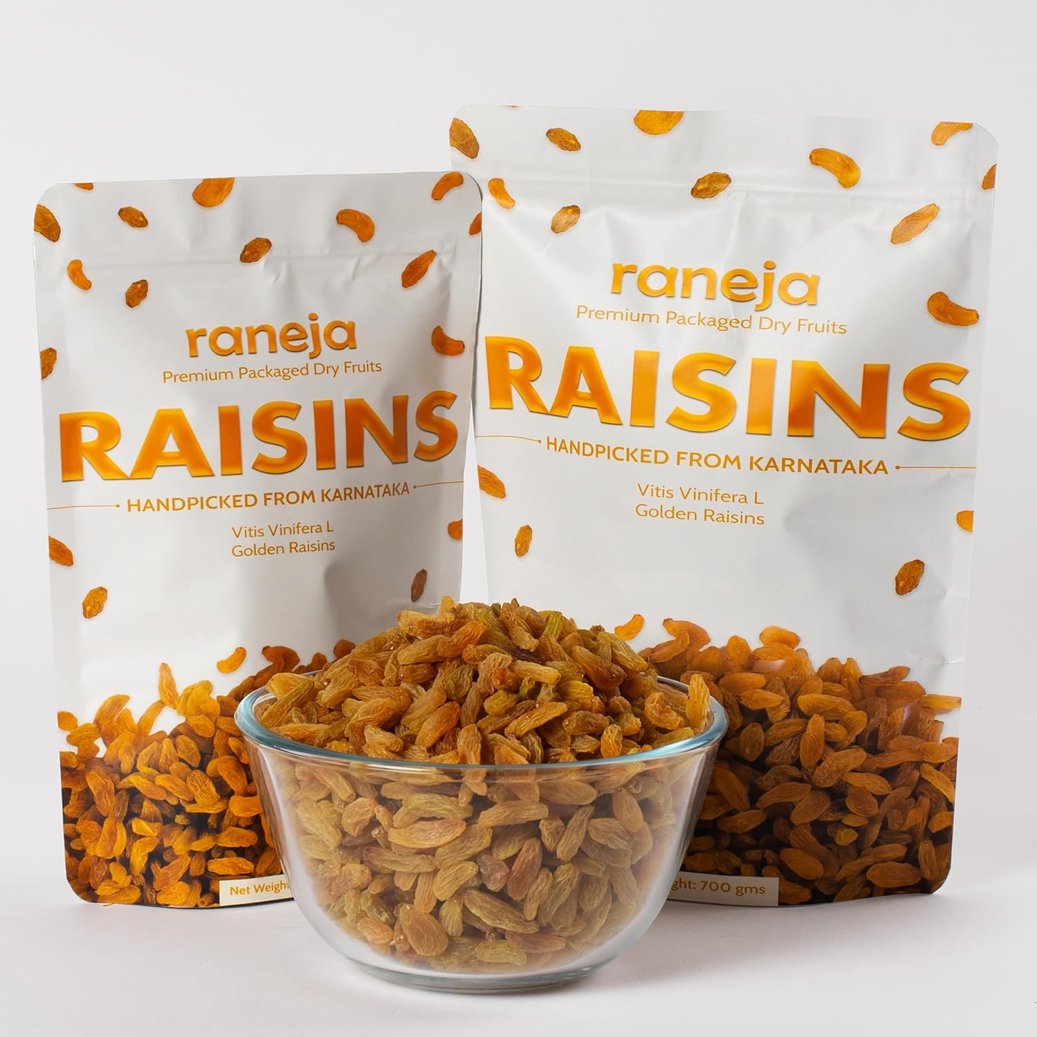 Raneja Golden Seedless Raisins | Premium High in Antioxidants | Naturally Sweet and Tasty|Energy Booster| Raisins Seedless/Kishmish, Draksh, Dry Fruits, Snack, Source of Dietary Fibre