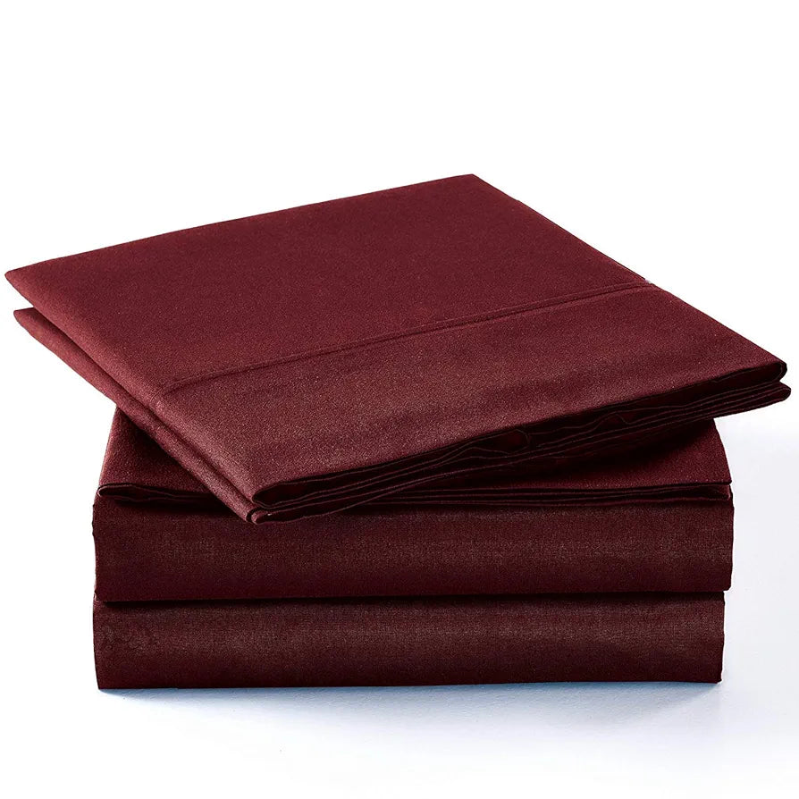 Trance Home Linen Zippered 100% Cotton 400 TC Plain King Size Duvet Cover Quilt Cover Blanket Cover Razai Comforter Cover with 2 Pillow Covers Colour Maroon