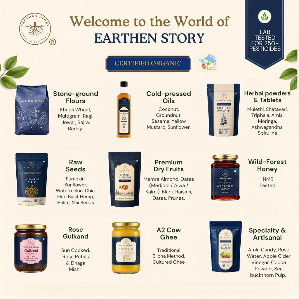 Earthen Story Organic Flax Seeds | Lab Tested for 250+ Pesticides | Certified Organic (NPOP) & Traceable with Transaction Certificate | Rich in Omega 3 & Dietary Fibre
