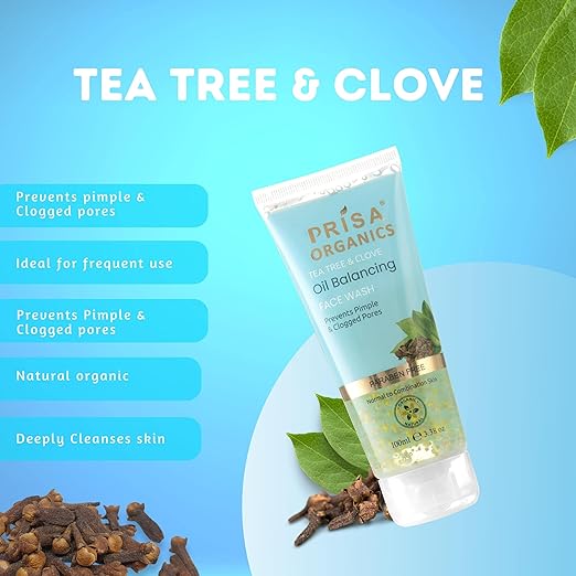 Prisa Organics Tea Tree & Clove Oil Balancing Face Wash - 100 ml