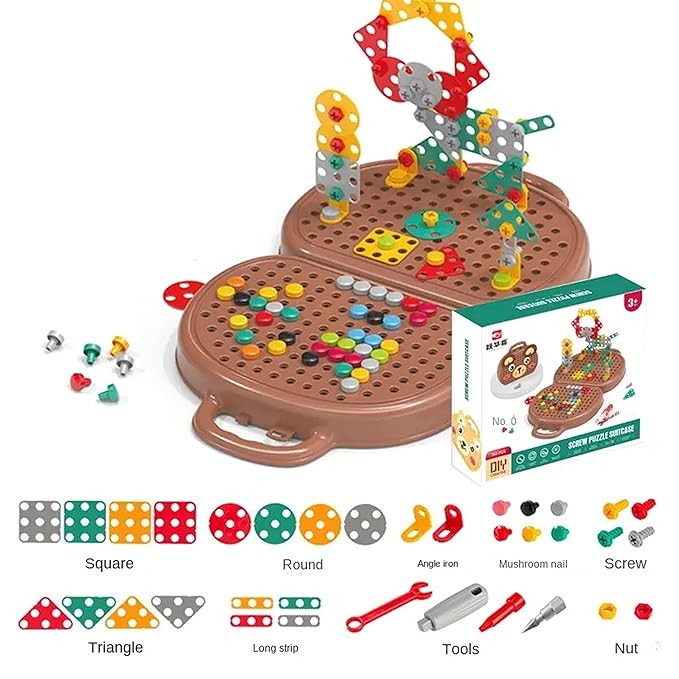 Kidology Creative Toolbox with Toys Electric Drill Screwdriver Tool Set Creative Toy 203 Pieces