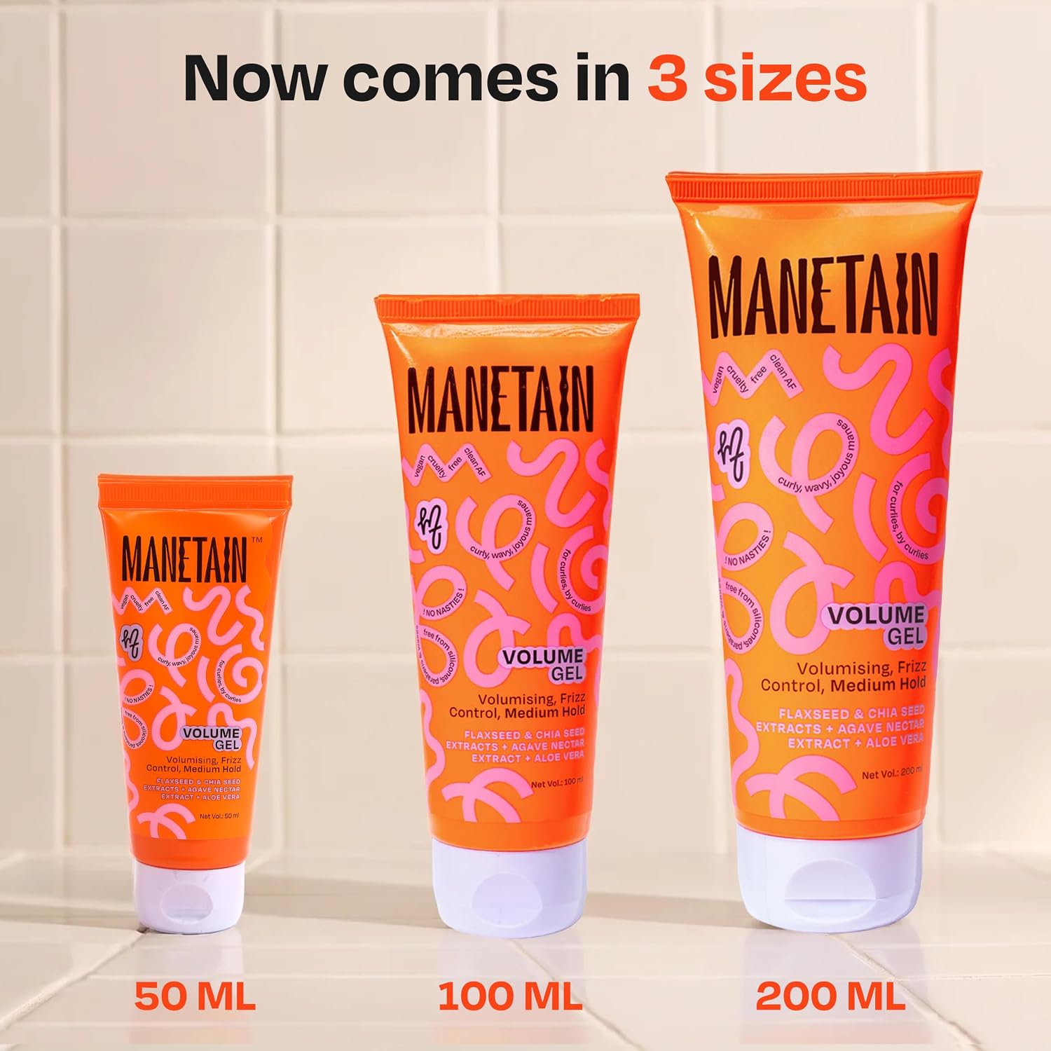 MANETAIN Volume Curl Gel 200ml for Curly & Wavy Hair | Flaxseed Curl Defining Gel with Medium Hold | Anti-Frizz & Moisturizing Styling Gel | Lightweight, CG-Friendly Hair Gel for Defined Curls