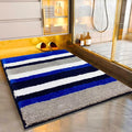 Roseate Luxury Soft Microfibre Striped Bath Mat Bedroom Kitchen Door Mat Floor Mat | 40x60 cm | Blue Colour