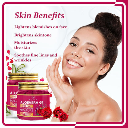 Newish Pure Aloe Vera Gel with Rose for Skin Hair - 200 gms (Pack of 2)