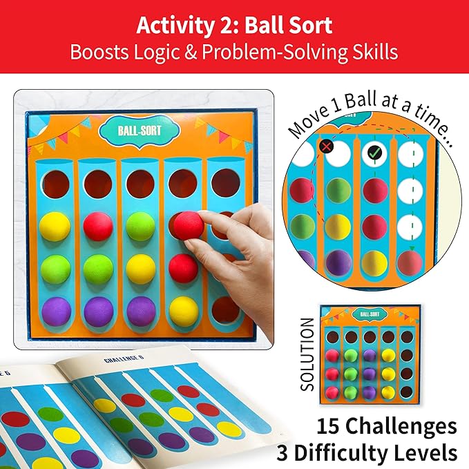 Chalk and Chuckles Chalk & Chuckles Ballaroo 3-in-1 Brain Games for Kids Age 4-8 Year Old | Stem Educational Toys