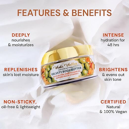 Vedic Valley Moisturizing Velvety Body Butter for Men & Women - 250 gms