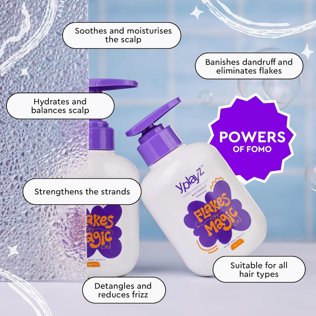YplayZ Flakes Off Magic On Anti-Dandruff Shampoo for Tweens & Teens, Ages 11-18 - 300 Ml