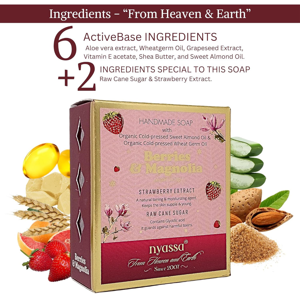 Nyassa Berries & Magnolia Natural Handmade Bathing Soap - 150 Gms