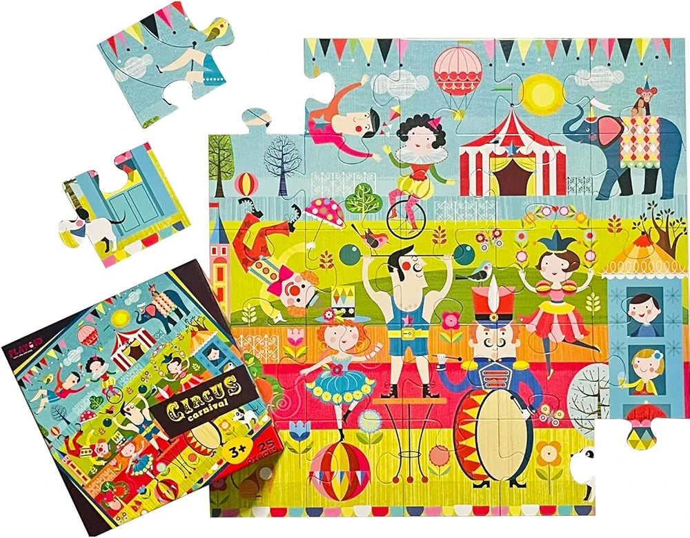 Playqid Puzzle for Children Circus Carnival 25 Giant Pieces Jigsaw Puzzle for Kids, Floor 2-4, Circus Tent Theme Party Gift for Toddlers