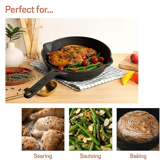 Meyer Pre-Seasoned Cast Iron Frypan/Skillet 24 cm Black