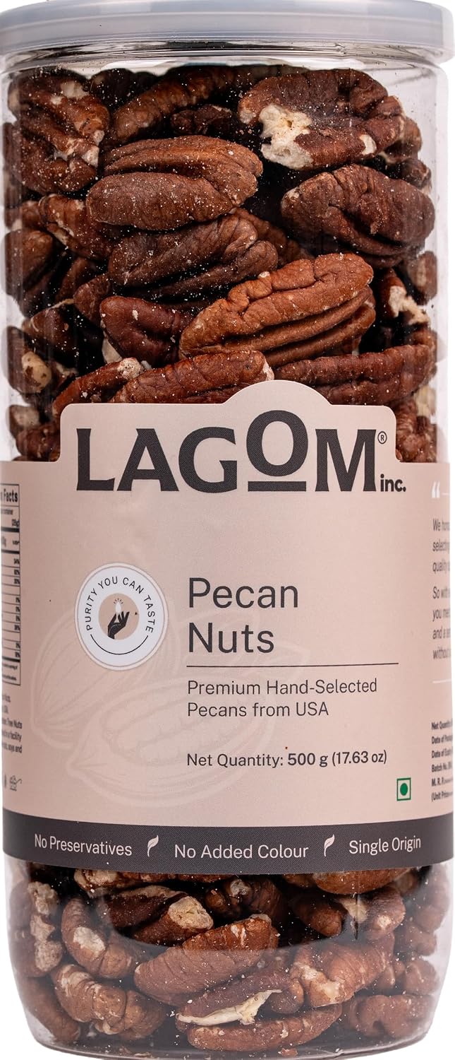 Lagom Pecan Nuts | Unsalted, Small Batch Roasted | Buttery, Crunchy Texture | No Preservatives | Vegan, Gluten Free, Non-GMO
