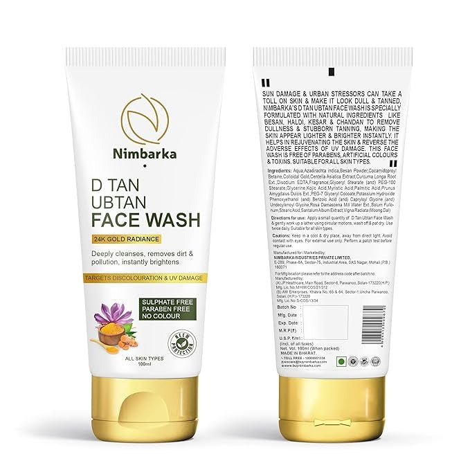 Nimbarka D Tan Ubtan Face Wash 24K Gold Radiance Face Wash - 100 ml