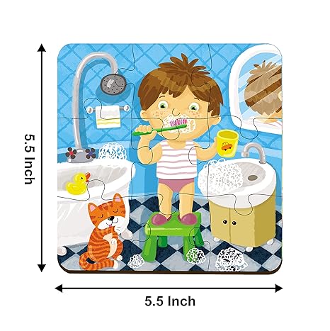 Webby 4 in 1 Everyday Life Wooden Puzzle Toy 36 Pcs Baby