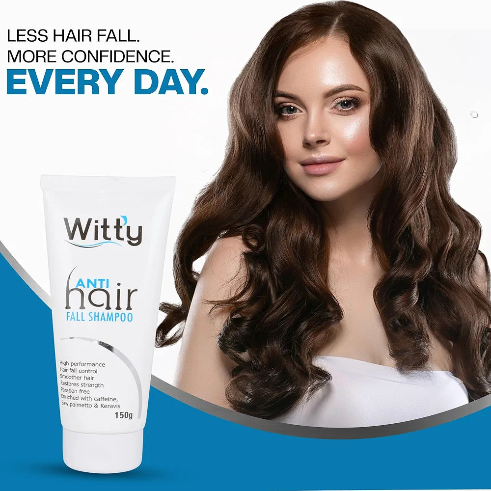 Witty Anti Hair Fall Shampoo with Caffeine,Saw Palmetto,Keravis And Paraben Free, 150 Gms
