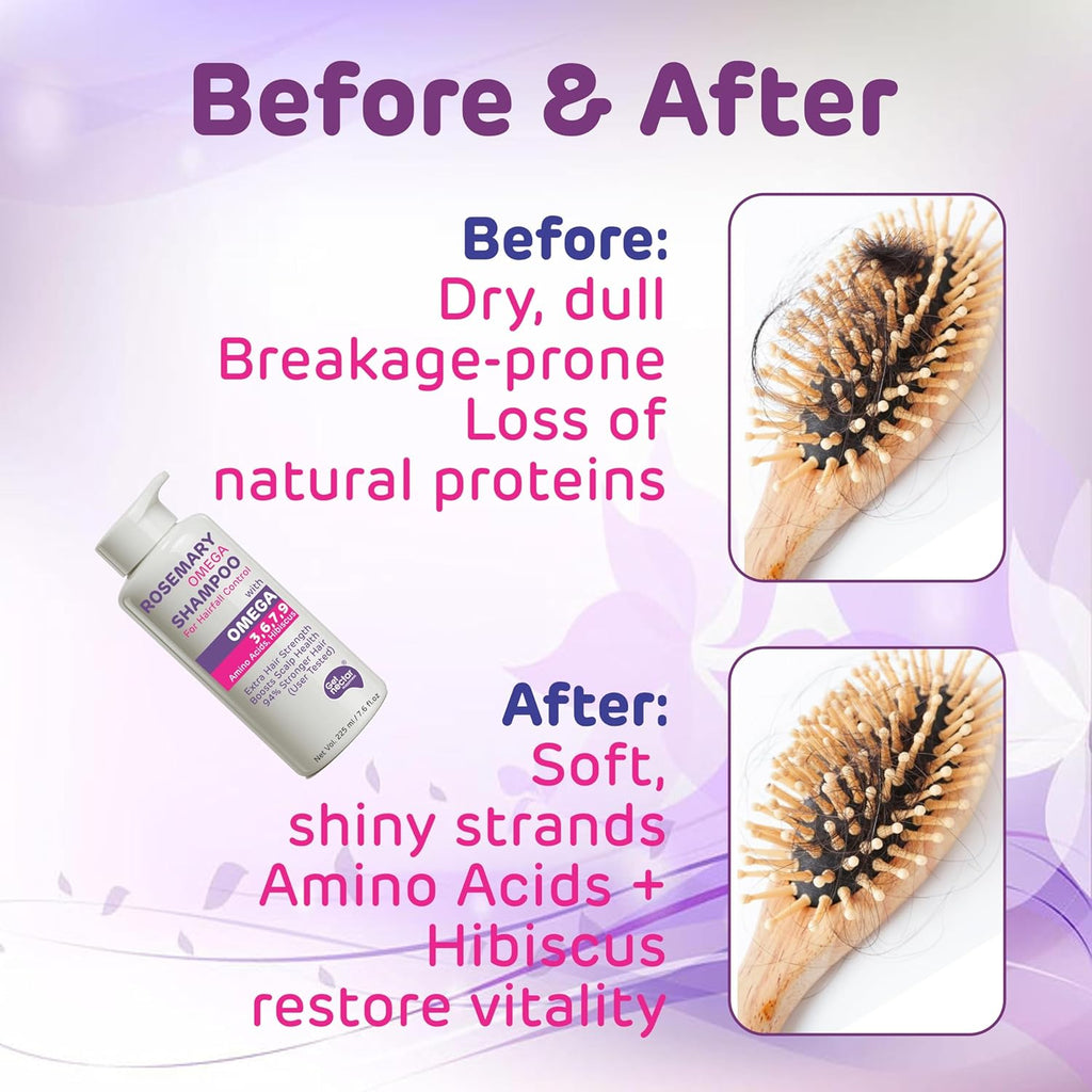 Get Nectar Happiness Korean Hair Essence Rosemary Shampoo for Hair Fall Control | Enriched with Hibiscus, Omega 3,6,7,9 & Amino Acids | Strengthens Roots, Boosts Scalp Health & Reduces Breakage | Sulphate & Paraben Free Gentle Cleanser | 225ml
