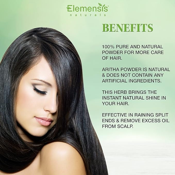 Elemensis Naturals Pure & Natural Aritha/Reetha/Ritha/Soapnuts (Sapindus Mukorossi) Powder - 100 gms
