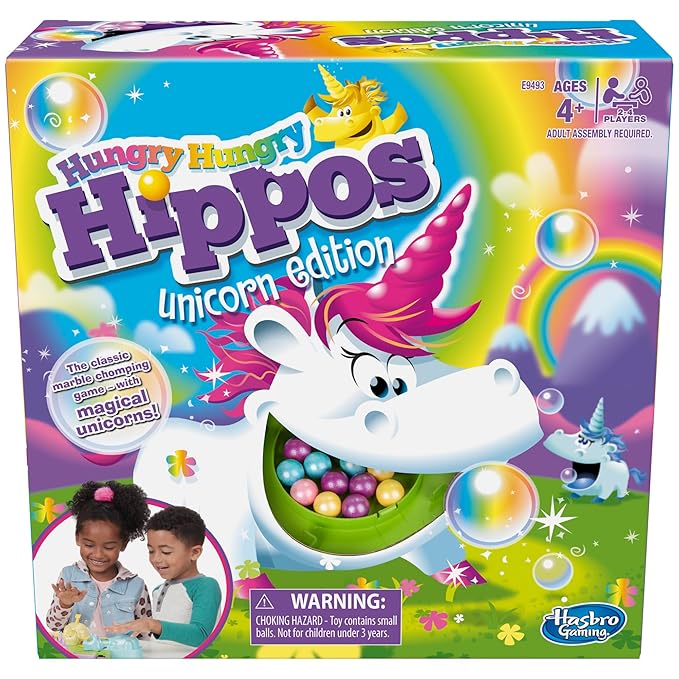 Hasbro Gaming Hungry Hungry Hippos Unicorn Edition Board Game