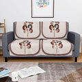 Kuber Industries Set of 4 Velvet 2 Seater Sofa Covers for Living Room Digital Flower-Cream & Brown