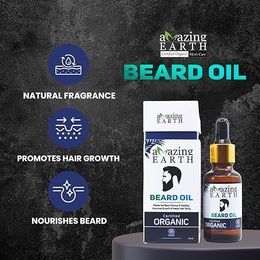 Amazing Earth Certified Organic Beard Oil for Men - 30 ml