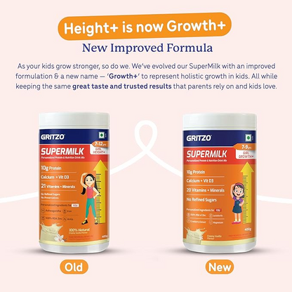 Gritzo SuperMilk Height+ (7-9y Girls), 10g Protein (Creamy Vanilla)