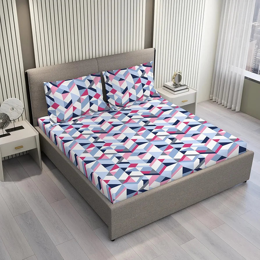 Layers Argos Bedsheet Set for All Seasons Lightweight Moisture Absorbent 225 CVC King Size Multicolor