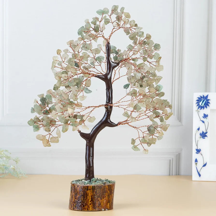 Bezavo Green Jade Crystal Tree Feng Shui Tree Copper Wire