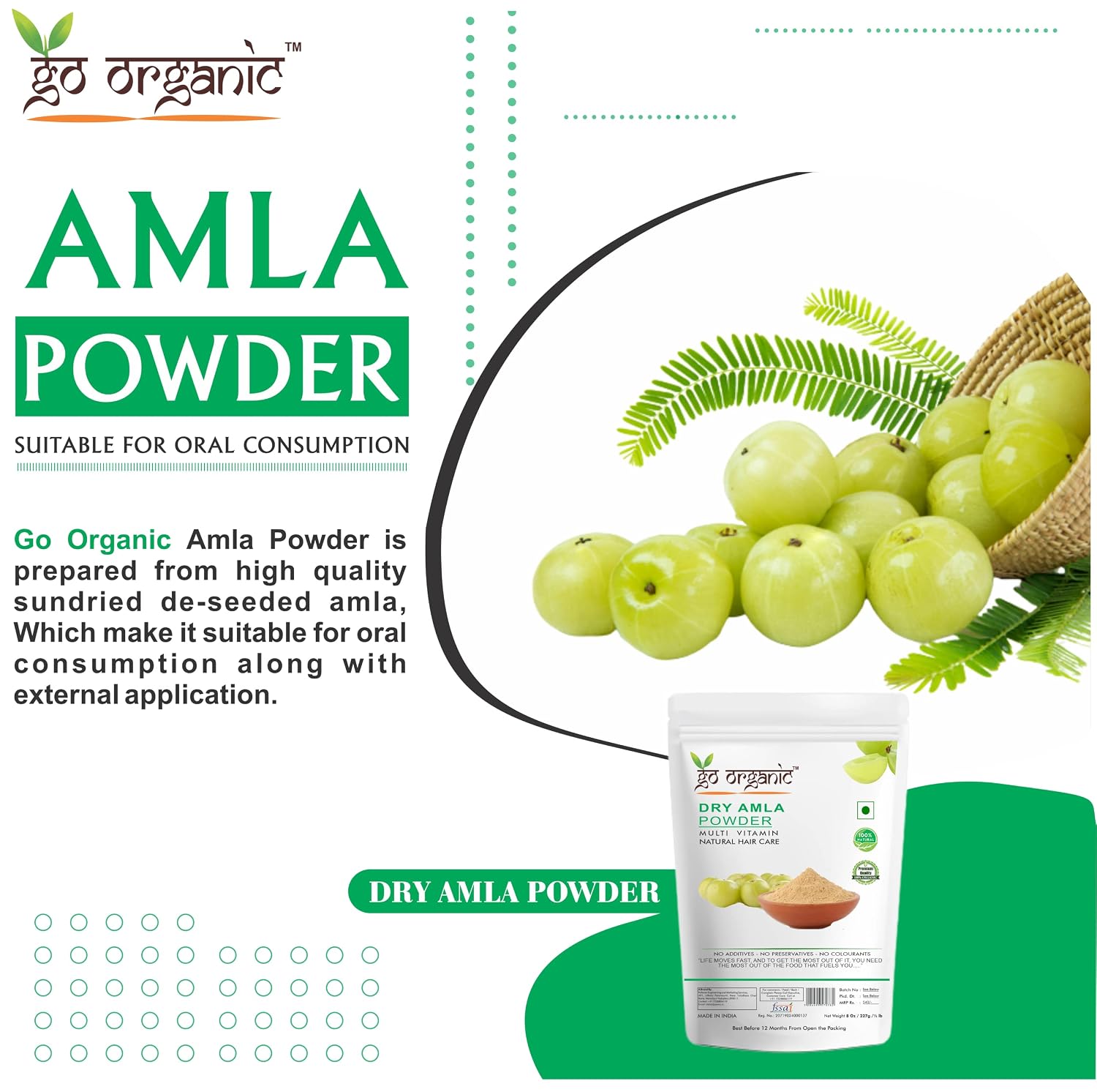 Go Organic Dry amla powder To Grow Long, Strong Hair (250 Grm)