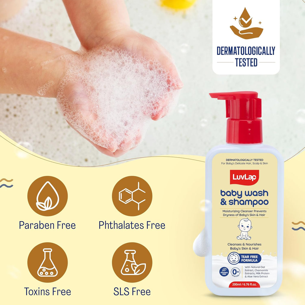 LuvLap Baby Wash And Shampoo - 200ml