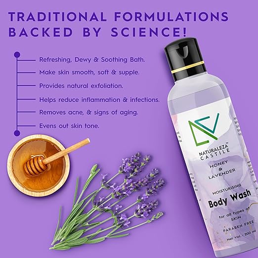 Naturaleza Castile Honey & Lavender Moisturizing Body Wash - 200 ml