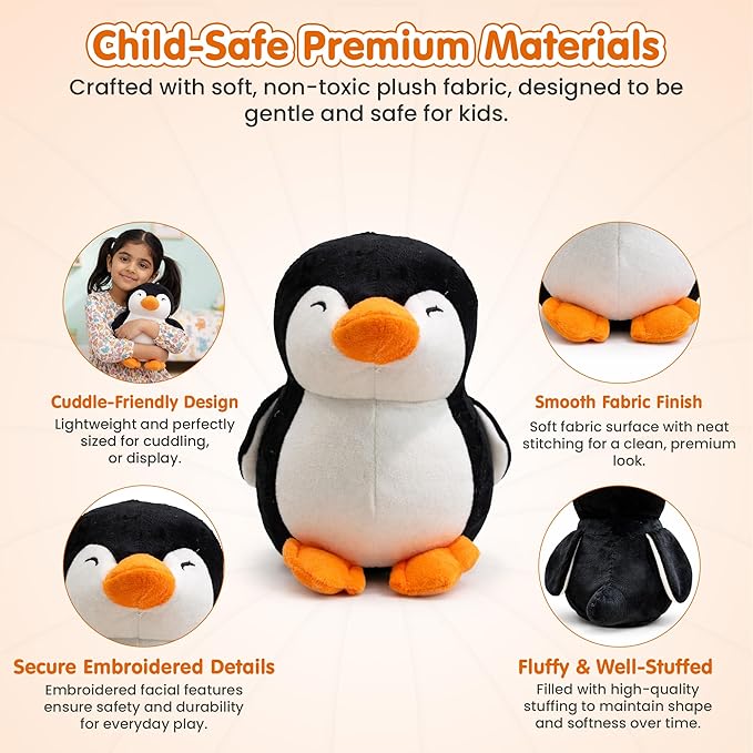 Kidology Soft Plush Penguin Toy for Kids 23 cm