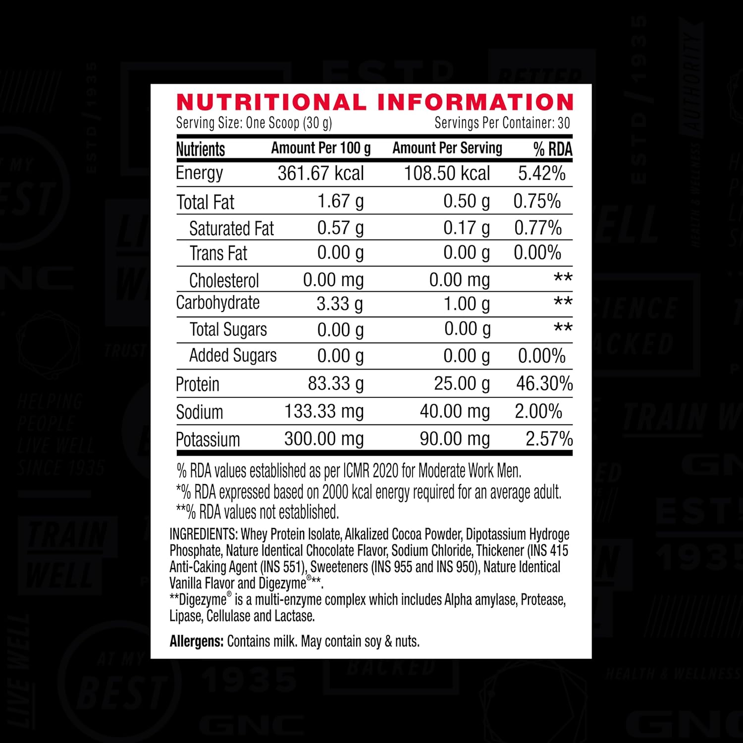 GNC Amp Pure Isolate Zero Carb | 2 Lbs | 30 Servings | Boosts Athletic Performance Builds Lean Muscles | Speeds Up Recovery | Digezyme For Easy Digestion | 25G Protein | 6G Bcaa | Chocolate Frosting