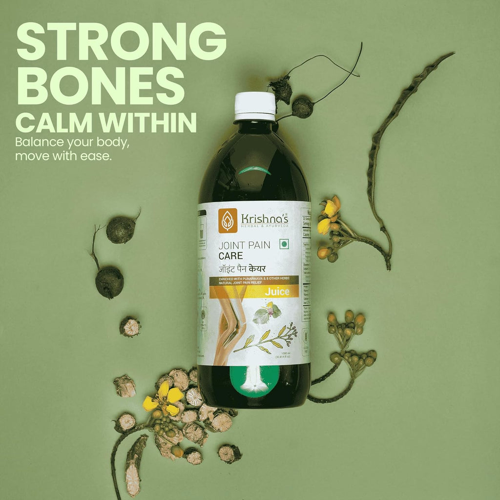 Krishna's Joint Pain Care Juice - 1000 Ml | Natural Pain Reliever |9 Powerful Herbs Like Rasana, Kutaki, Daru Haridra Ashwagandha Strengthens The Muscle