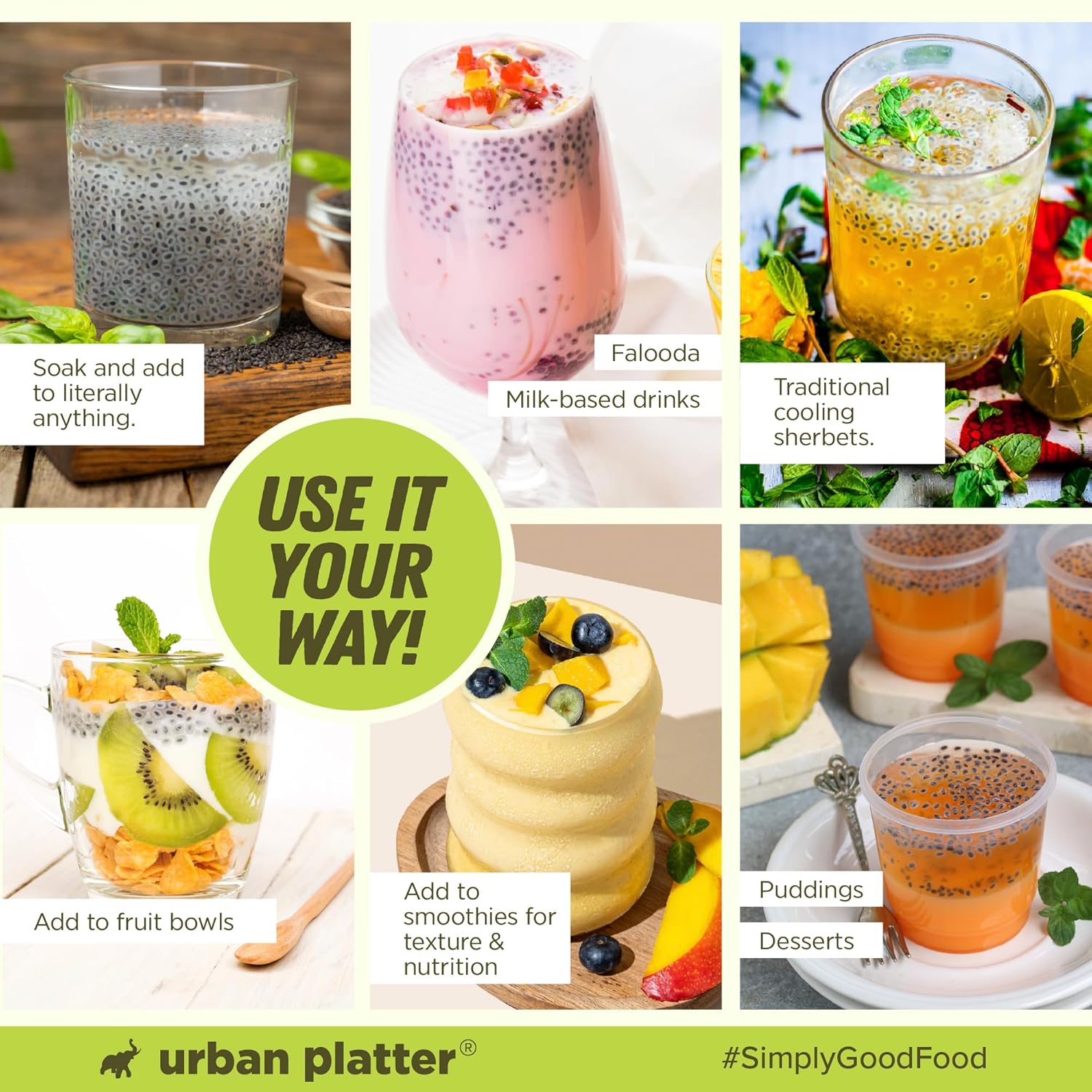 Urban Platter Sabja Seeds, (Basil Seeds for Weight Management, Digestion & Hydration, Rich in Fiber & Omega-3, Falooda, Detox Drinks & Smoothies)