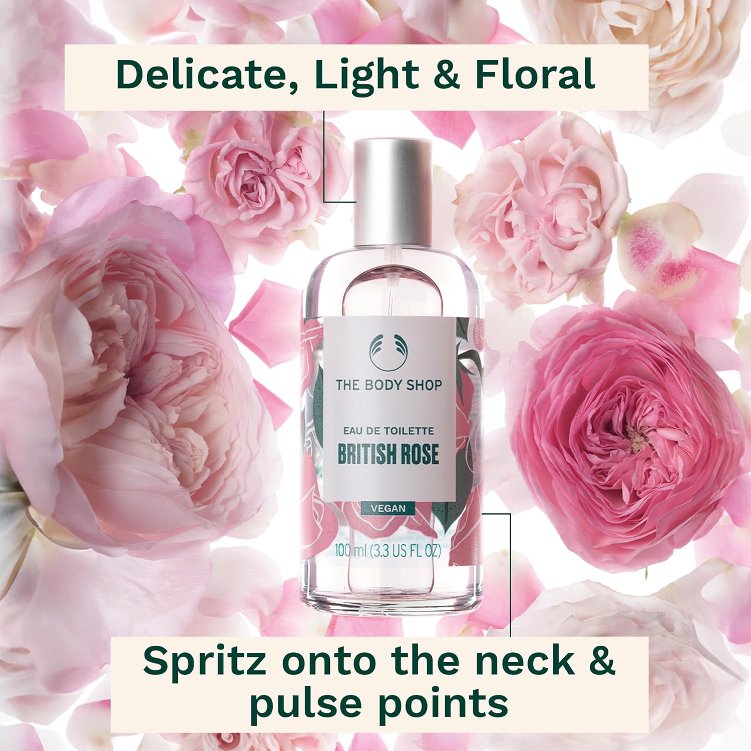 The Body Shop British Rose Eau De Toilette Vegan Perfume 100ml