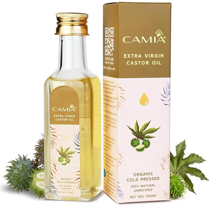Camia Premium Cold Pressed Organic Castor Oil For Skin Hair & Eyebrows - 100 ml