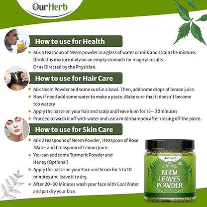 OurHerb Pure Neem Leaves Powder - 200 gms