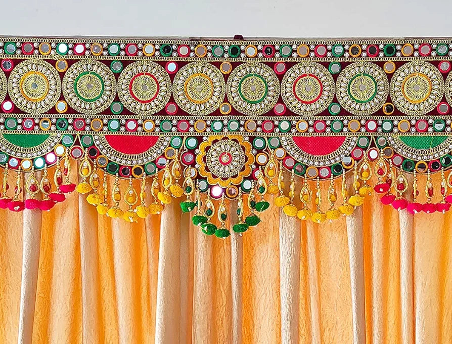 Reptum Decor Traditional Multi Zula Pearl Plastic Beads Handmade Door Hanging/Bandarwal/Toran for Door Multicolour Medium-3 Pieces in One Set