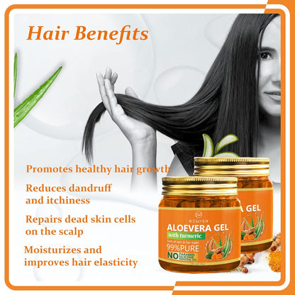 Newish Aloe Vera Gel for Face Skin & Hair with Turmeric Anti Acne Pure Aloe Vera Gel - 200 gms (Pack of 2)