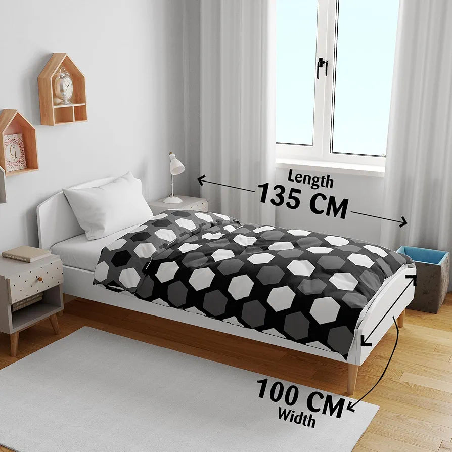 Divine Casa 120 GSM Microfiber Single Kids Dohar Soft & Lightweight Throw Blanket Hexagonal Pattern Colour Silver Grey