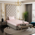 Stoa Paris Satin Elastic Fitted Bedsheets for Single Bed 300TC Premium 1 Pillow Cover Colour Blushing Pink